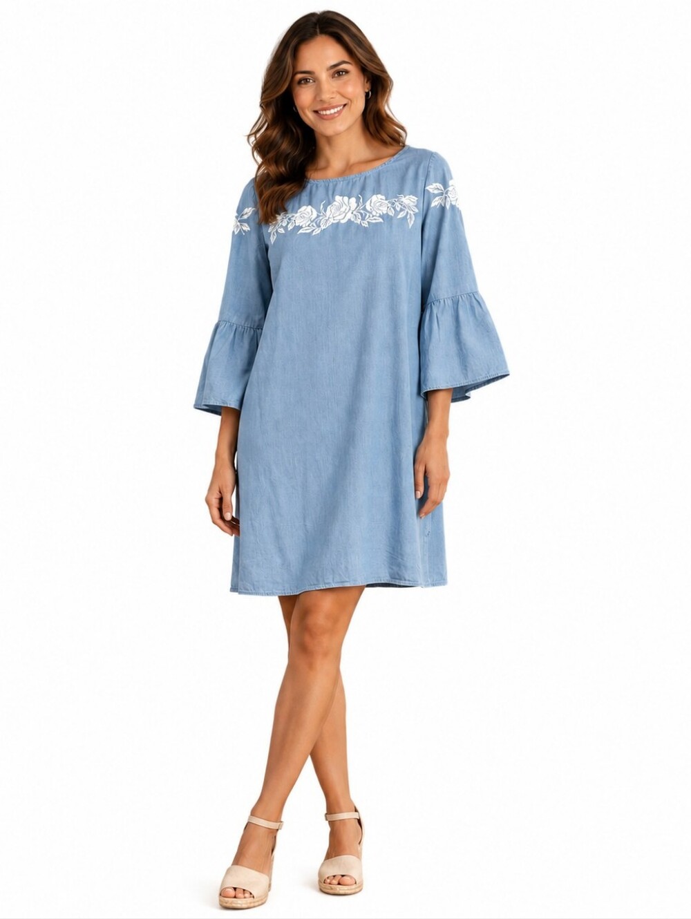 Jones New York Women’s Size 6 Chambray Embroidered